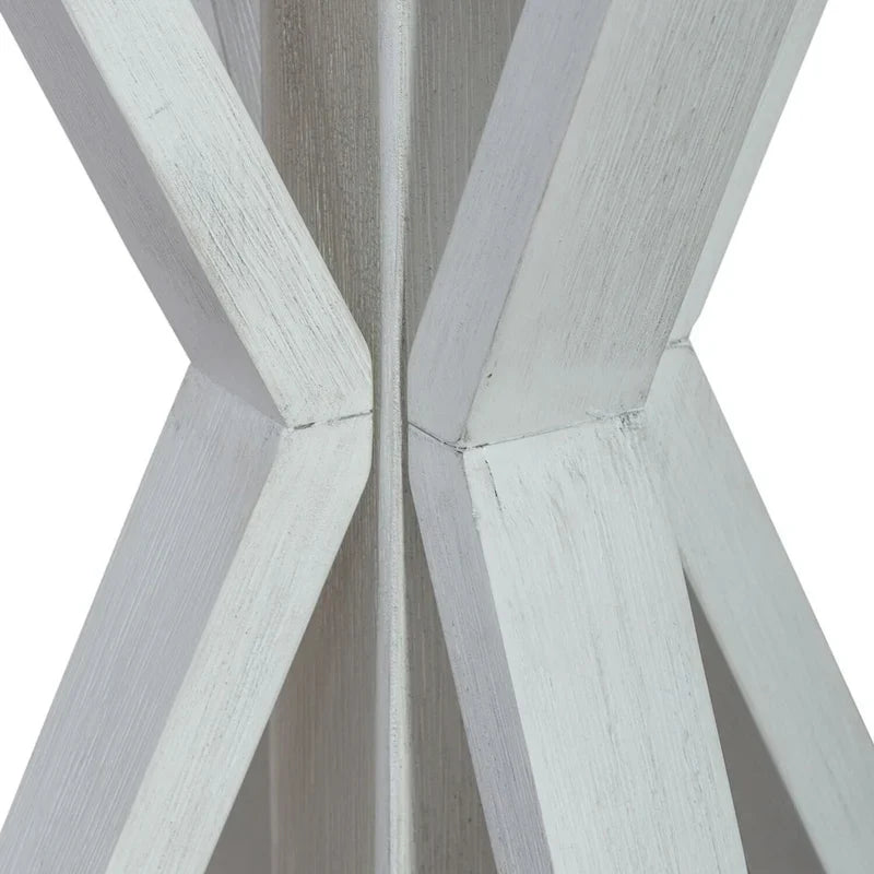 White Round End Table with Gray Top for Living Room