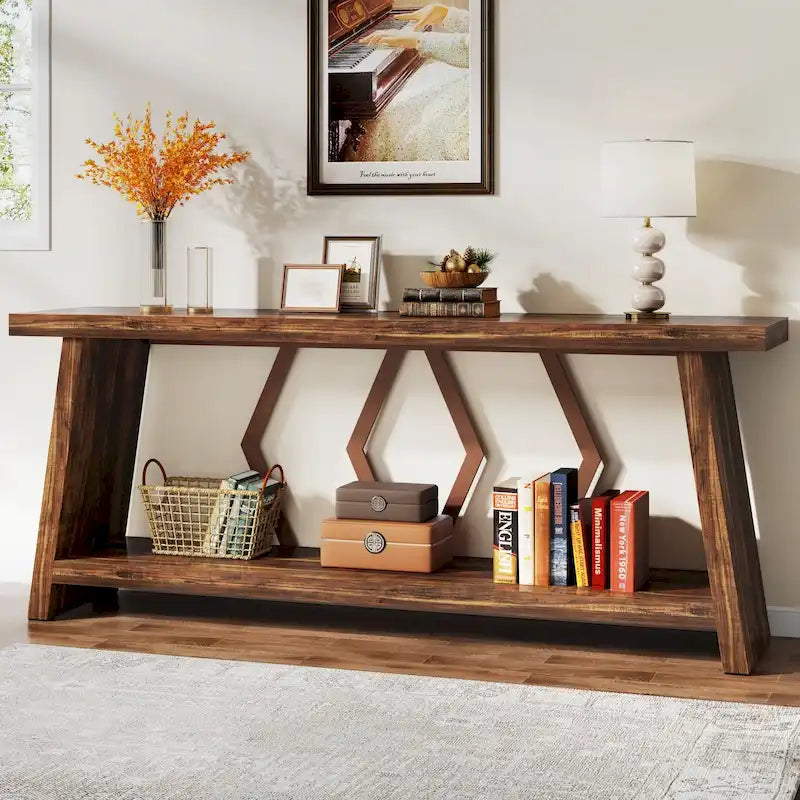 Console Table with Storage Shelf