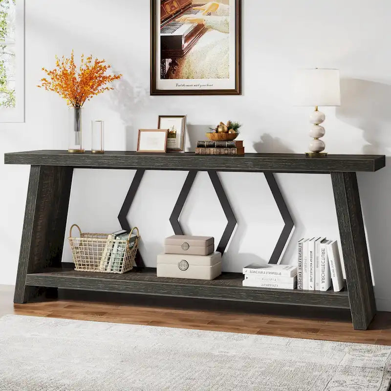 Console Table with Storage Shelf