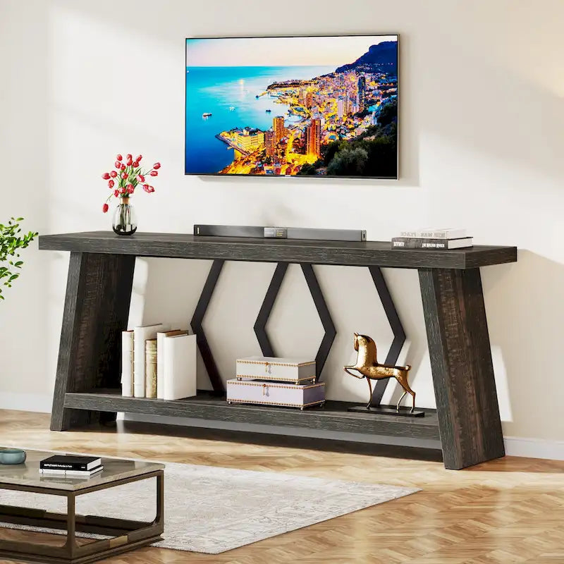 Console Table with Storage Shelf