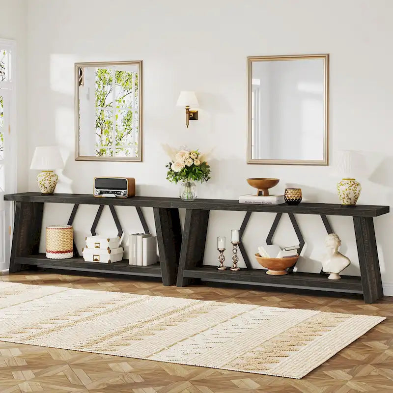 Console Table with Storage Shelf