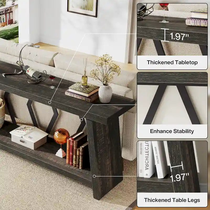 Console Table with Storage Shelf