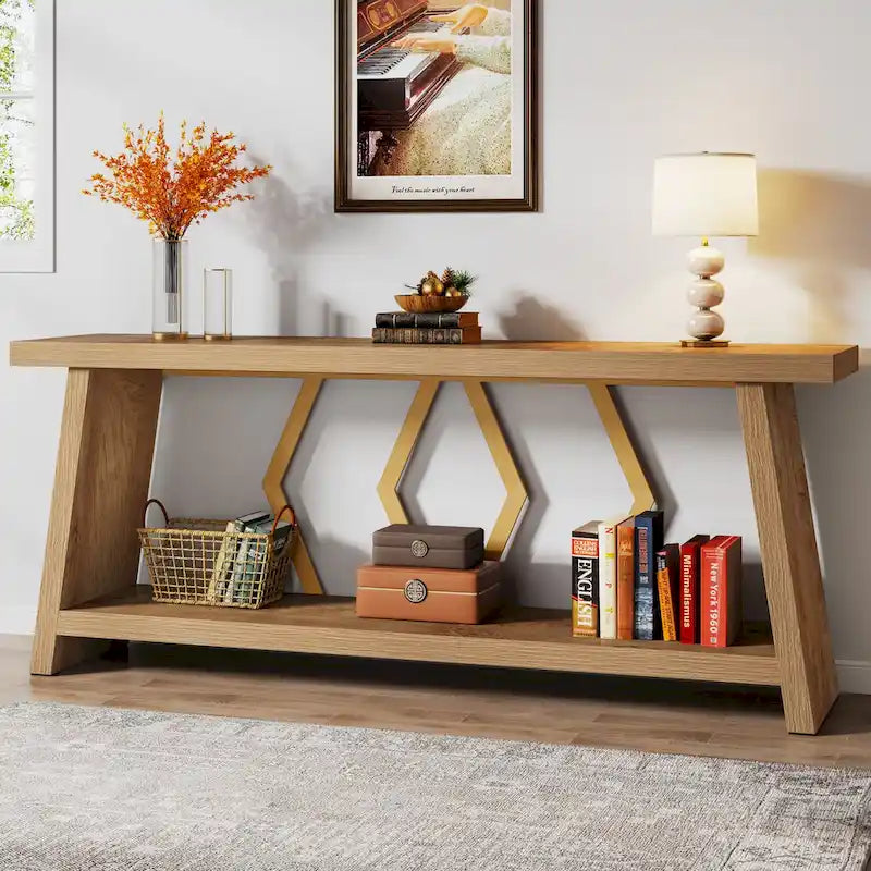 Console Table with Storage Shelf