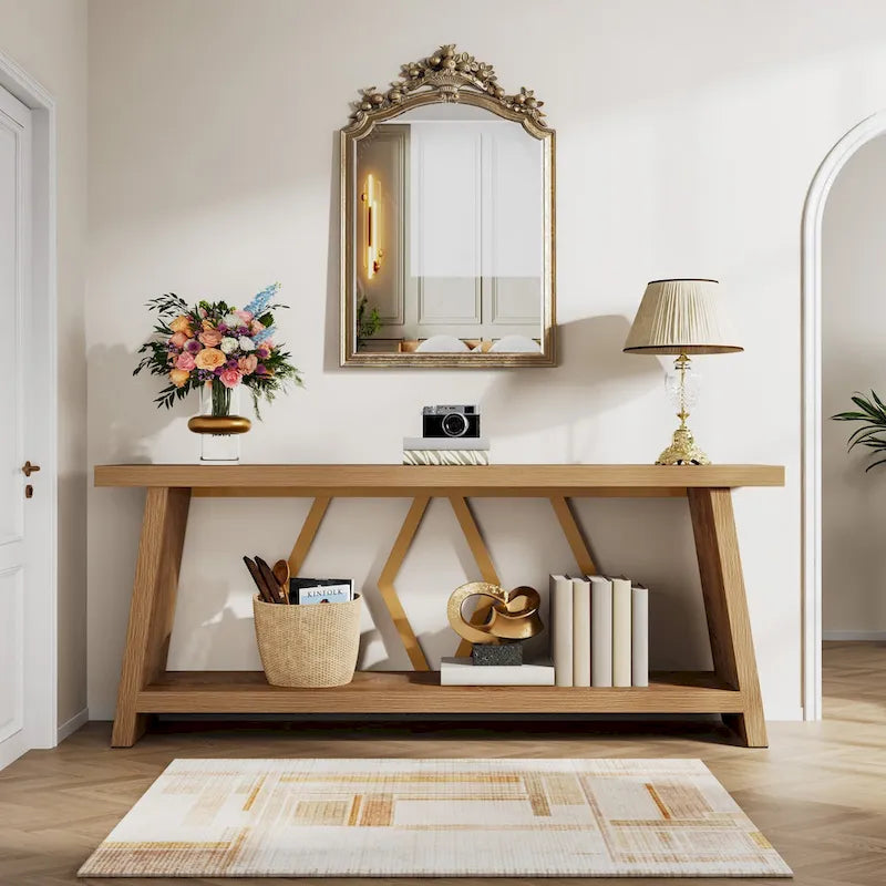 Console Table with Storage Shelf