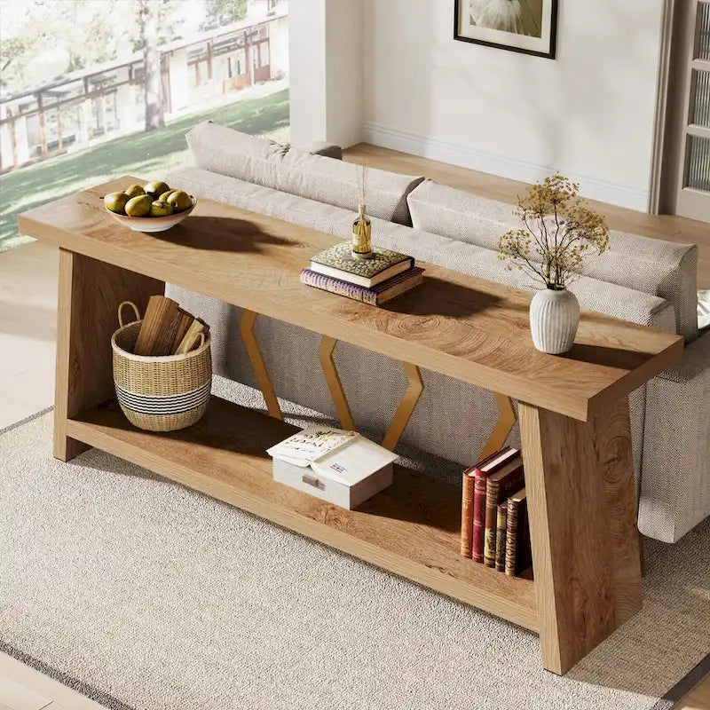 Console Table with Storage Shelf