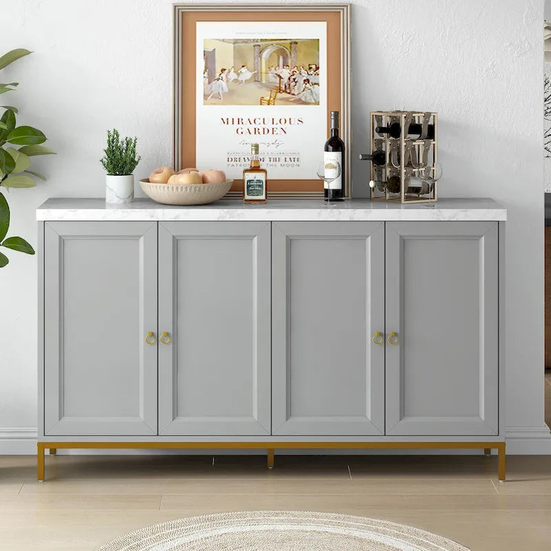 59.30Faux Marble Top and Ample Storage Buffets/Sideboard for Dining Room
