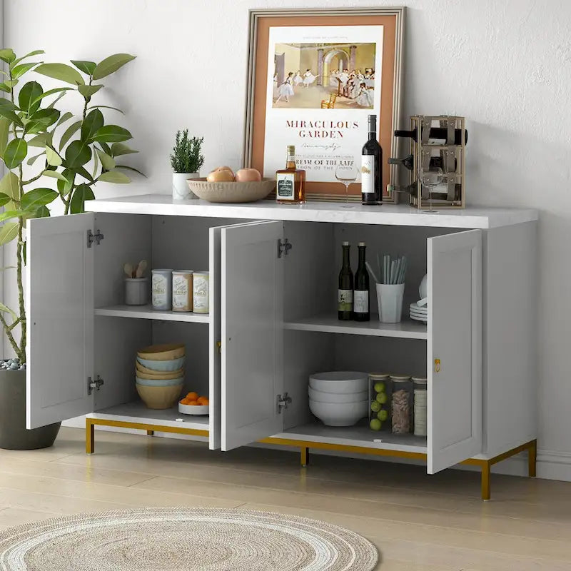 59.30Faux Marble Top and Ample Storage Buffets/Sideboard for Dining Room