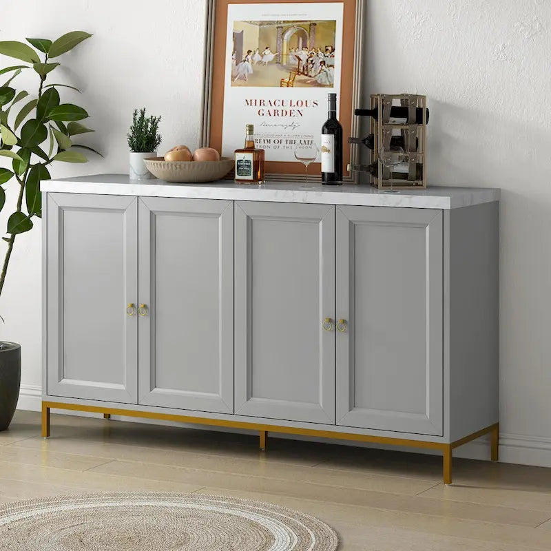 59.30Faux Marble Top and Ample Storage Buffets/Sideboard for Dining Room