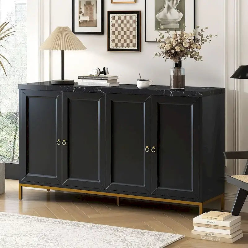 59.30Faux Marble Top and Ample Storage Buffets/Sideboard for Dining Room