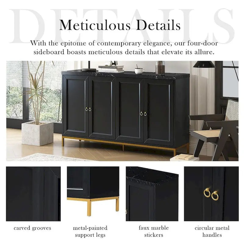59.30Faux Marble Top and Ample Storage Buffets/Sideboard for Dining Room