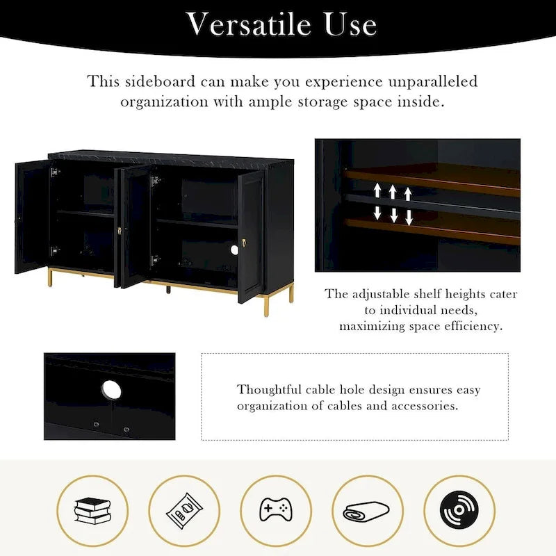 59.30Faux Marble Top and Ample Storage Buffets/Sideboard for Dining Room