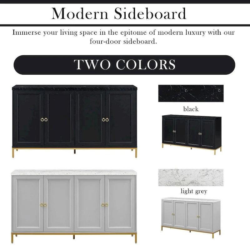 59.30Faux Marble Top and Ample Storage Buffets/Sideboard for Dining Room
