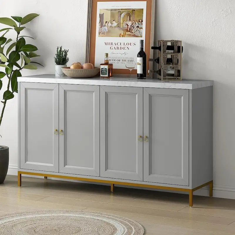 59.30Faux Marble Top and Ample Storage Buffets/Sideboard for Dining Room