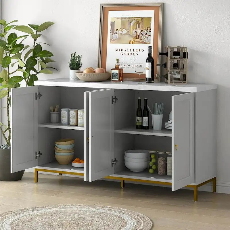 59.30Faux Marble Top and Ample Storage Buffets/Sideboard for Dining Room