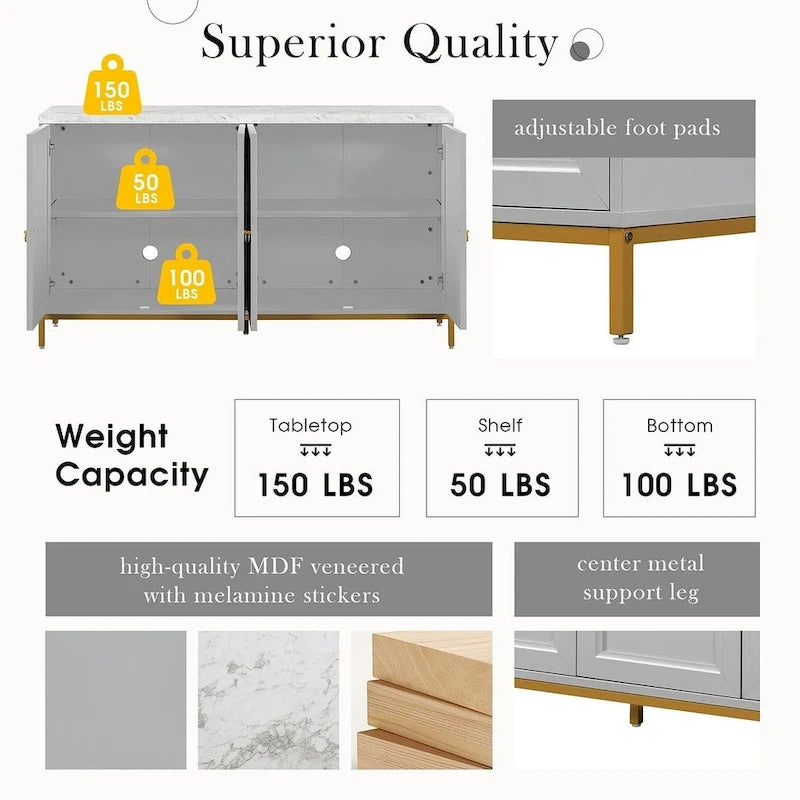 59.30Faux Marble Top and Ample Storage Buffets/Sideboard for Dining Room