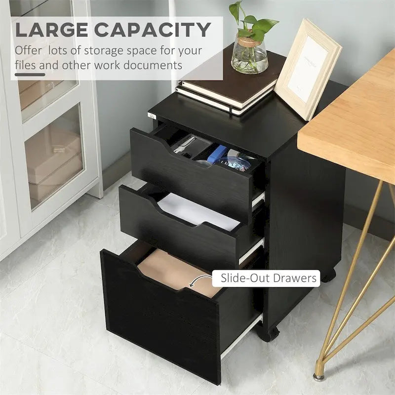 3 Drawer Office Storage Cabinet,Under Desk Cabinet with Wheels