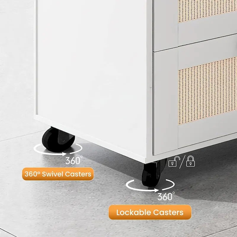 Filing Cabinet with Drawers and Lock, Storage Cabinet Mobile Lateral Filing Cabinet for Home Office with Open Storage Shelves