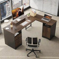 63 L-Shaped Desk with Storage and Monitor Stand