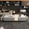 Luminous Chic: White Dual-Drawer Coffee Table with LED Display Top