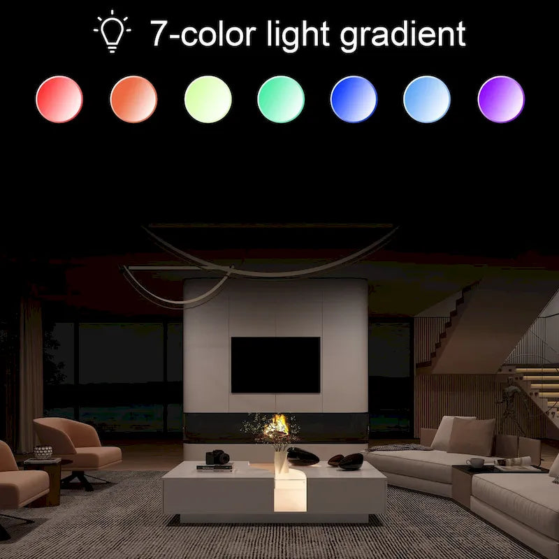 White Coffee Table with 2 Drawers, Tempered Glass Top and LED Lighting