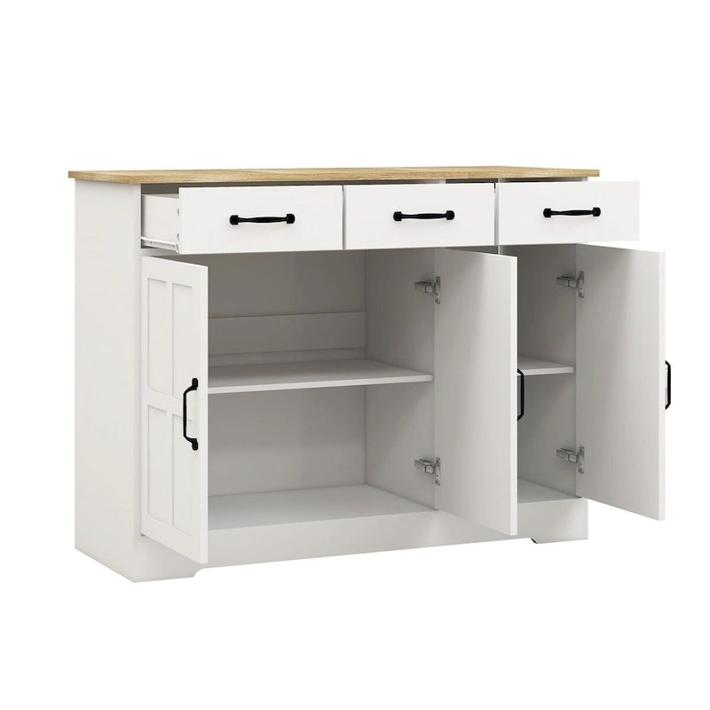Farmhouse Buffet Cabinet Storage Sideboard with 3 Drawers and 3 Doors