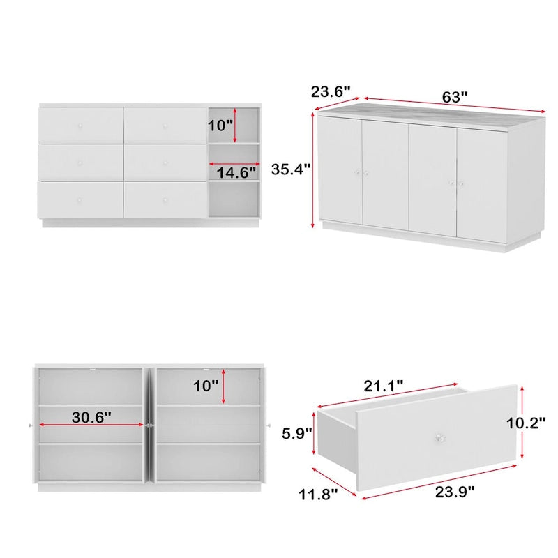 White Sideboard with Ample Organizing Compartments for the Modern Home - 63