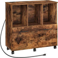 Mobile Lateral Filing Cabinet with Charging Station - 14.2D x 31.5W x 26.6H