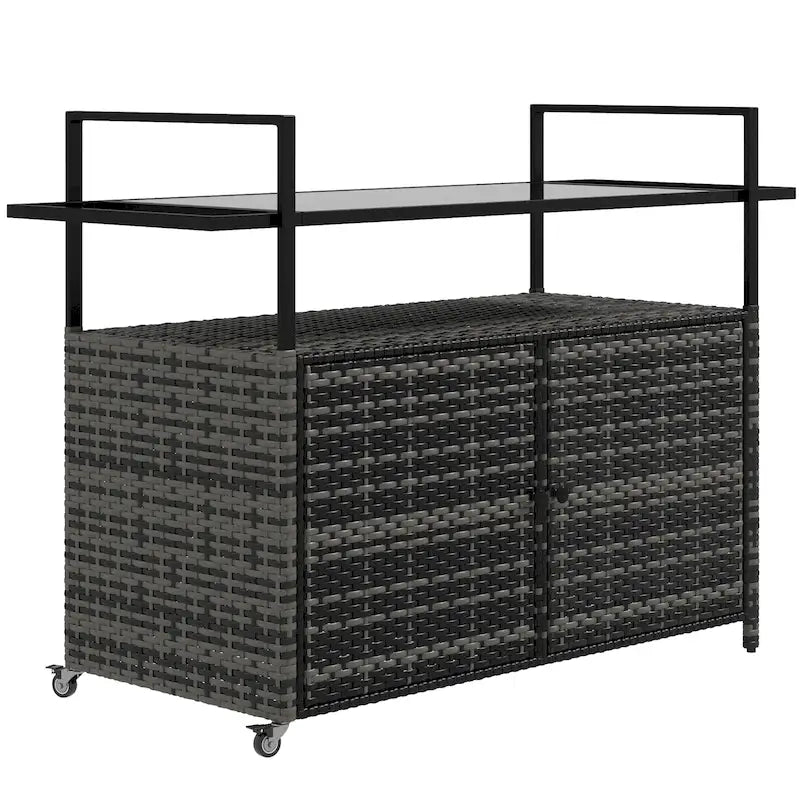 Patio Serving Cart with Glass Top