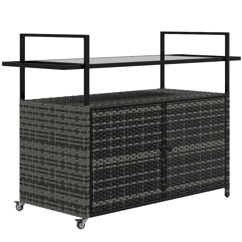 Patio Serving Cart with Glass Top