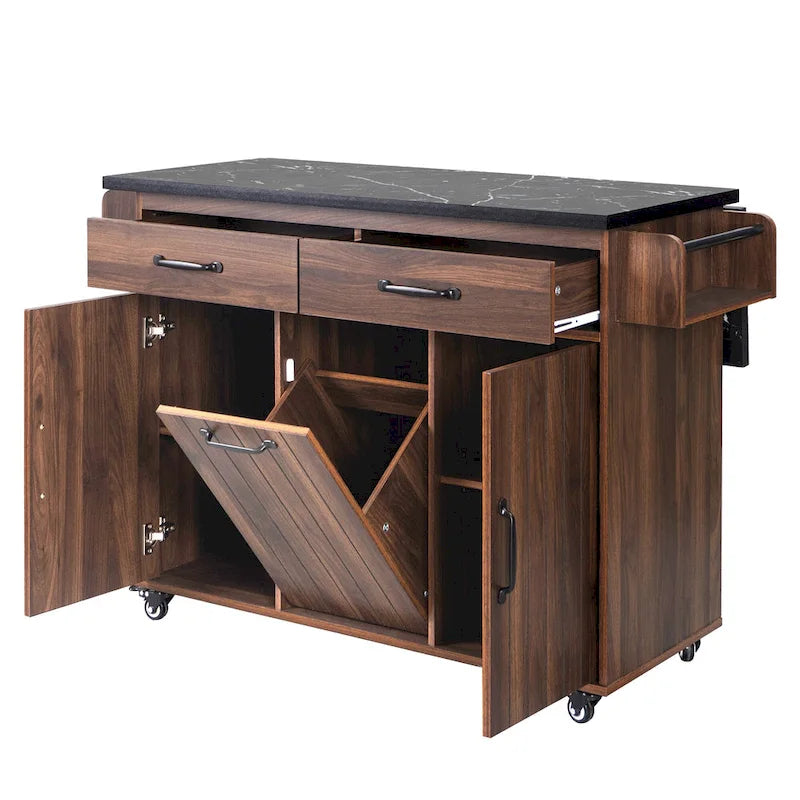 Kitchen Island with Trash Can Storage Cabinet – Buffalo City Furniture