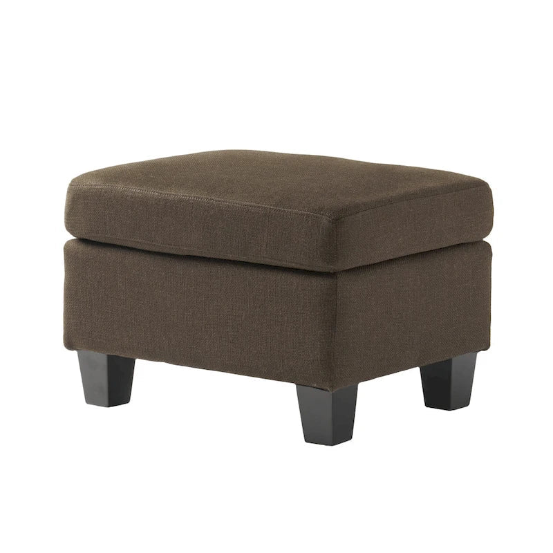 Upholstered Fabric Ottoman with Birch Wood Legs