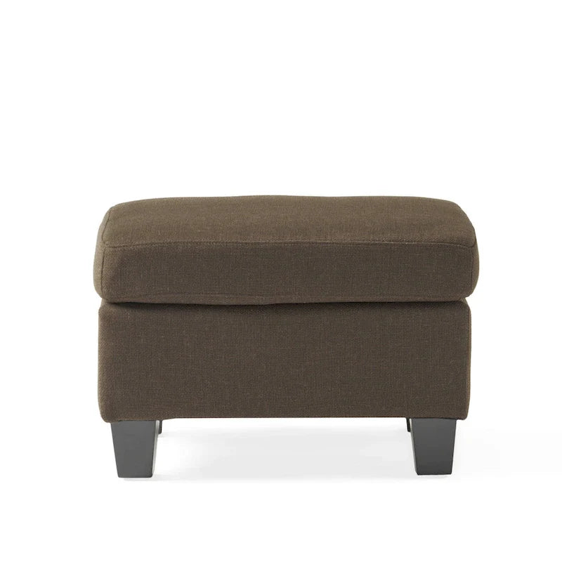 Upholstered Fabric Ottoman with Birch Wood Legs
