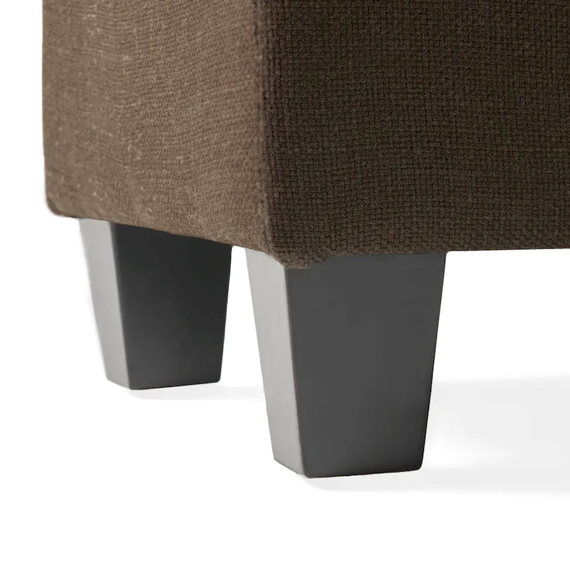 Upholstered Fabric Ottoman with Birch Wood Legs