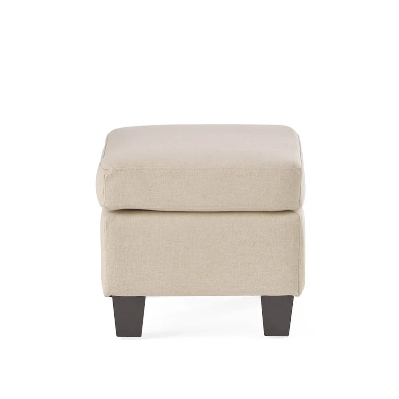 Upholstered Fabric Ottoman with Birch Wood Legs