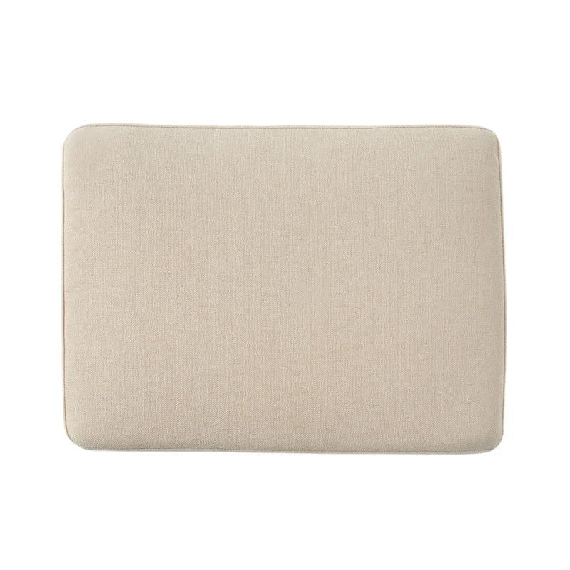 Upholstered Fabric Ottoman with Birch Wood Legs