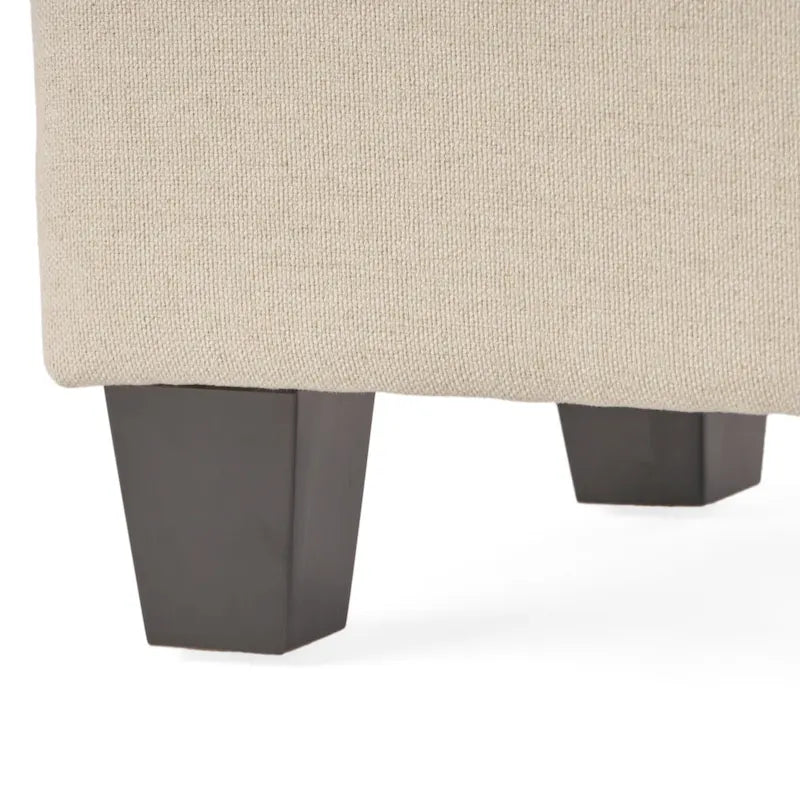 Upholstered Fabric Ottoman with Birch Wood Legs