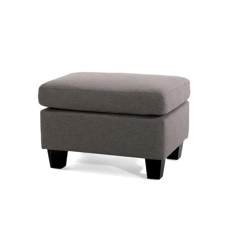 Upholstered Fabric Ottoman with Birch Wood Legs
