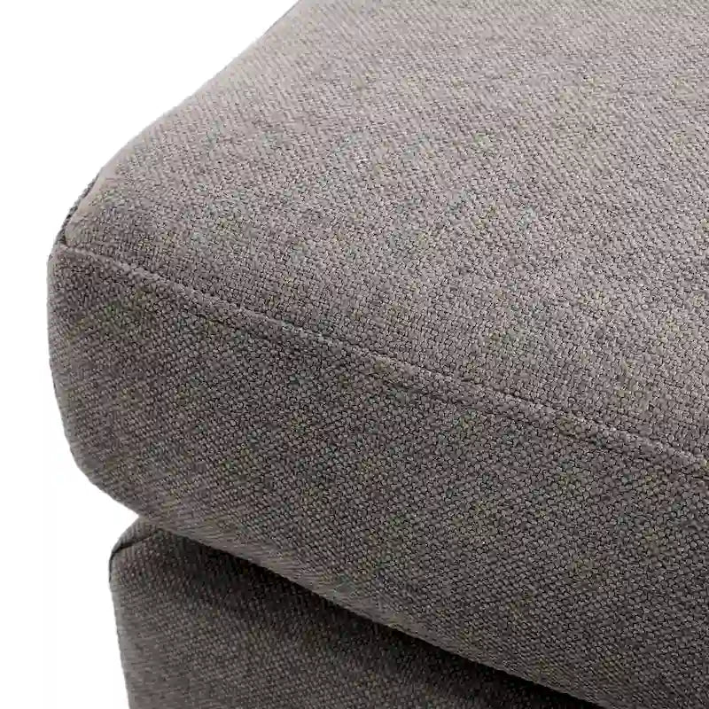 Upholstered Fabric Ottoman with Birch Wood Legs