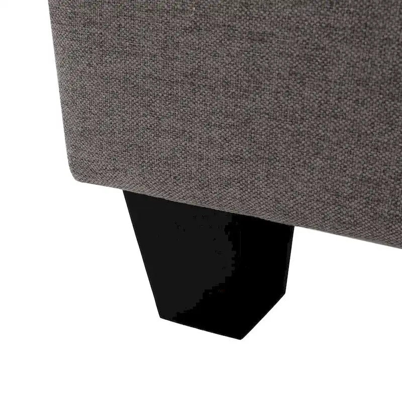 Upholstered Fabric Ottoman with Birch Wood Legs