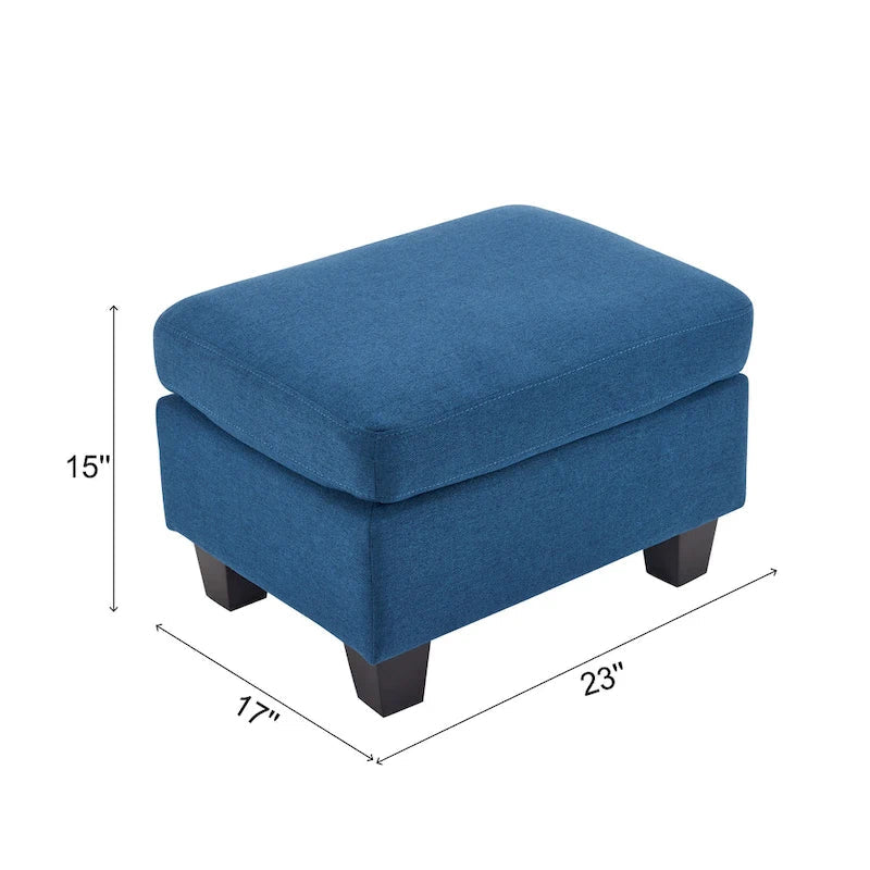 Upholstered Fabric Ottoman with Birch Wood Legs