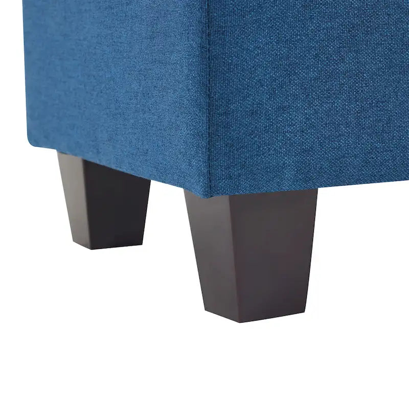 Upholstered Fabric Ottoman with Birch Wood Legs