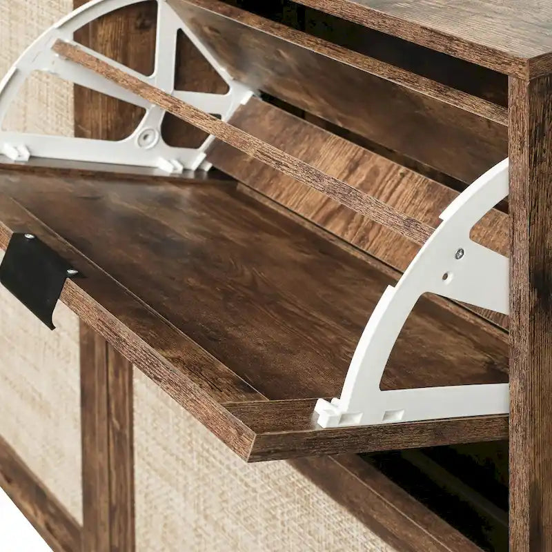 4 Door Shoe Rack, Freestanding Modern Shoe Storage Cabinet, for Entryway