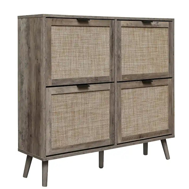 4 Door Shoe Rack, Freestanding Modern Shoe Storage Cabinet, for Entryway