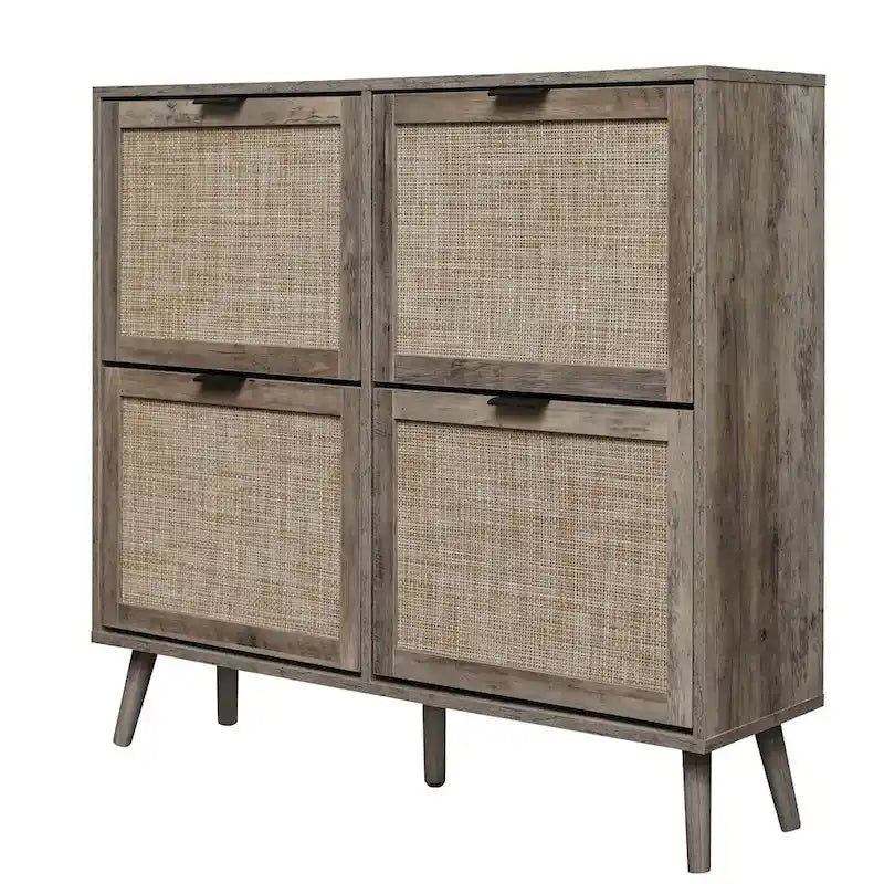 4 Door Shoe Rack, Freestanding Modern Shoe Storage Cabinet, for Entryway