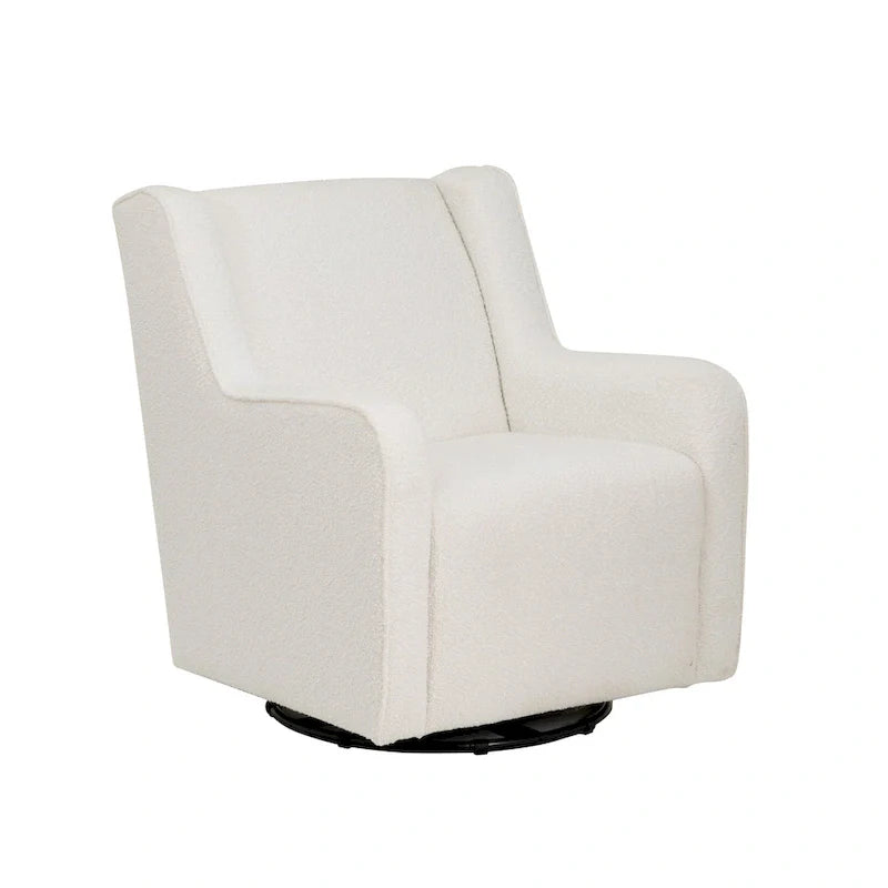 Sherpa or Velvet Swivel Rocker Accent Chair with Black Base