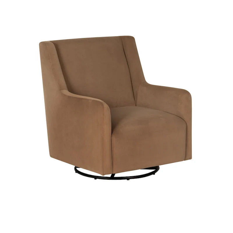 Sherpa or Velvet Swivel Rocker Accent Chair with Black Base