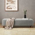 Fabric Upholstered Ottoman Bench with Wood Frame