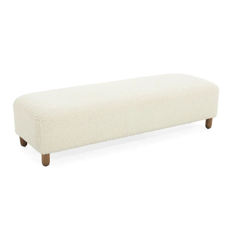 Fabric Upholstered Ottoman Bench with Wood Frame