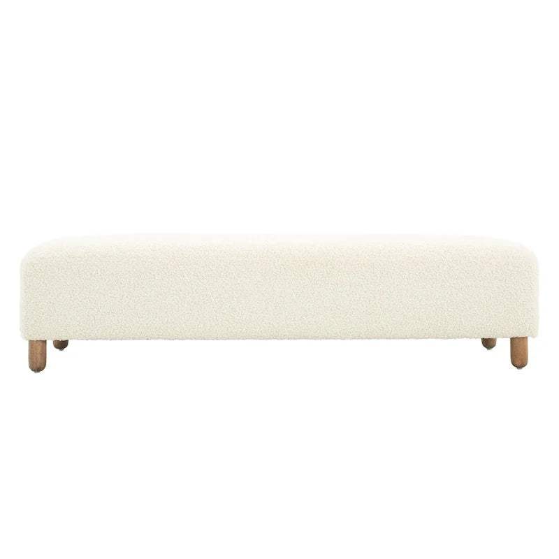 Fabric Upholstered Ottoman Bench with Wood Frame