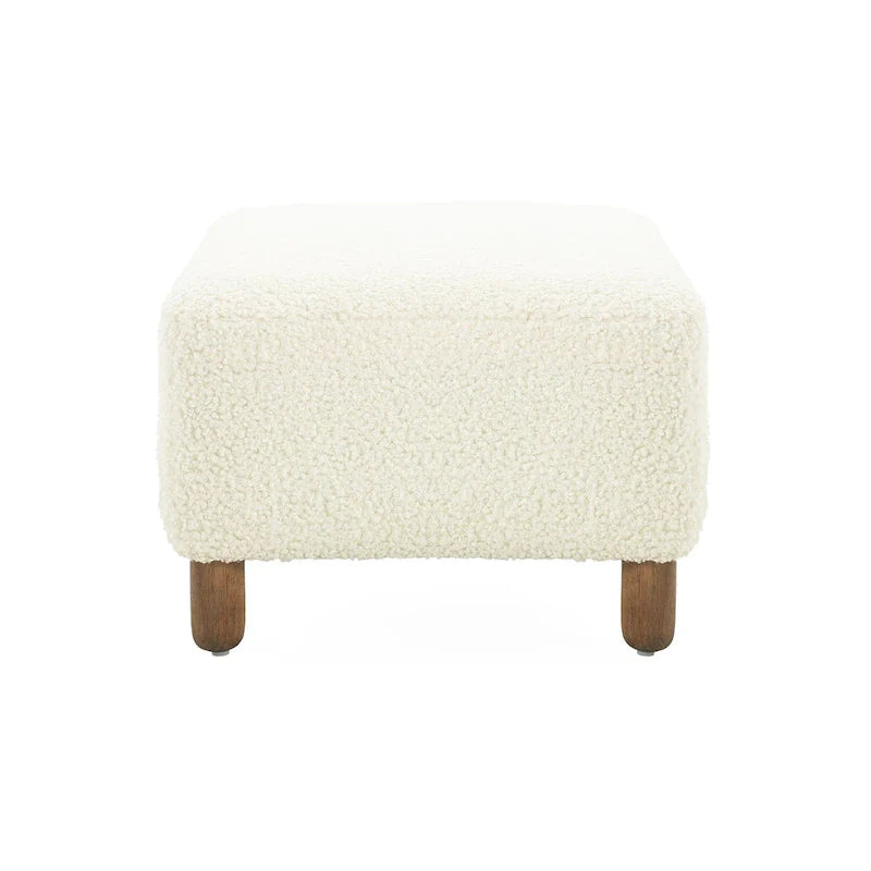 Fabric Upholstered Ottoman Bench with Wood Frame